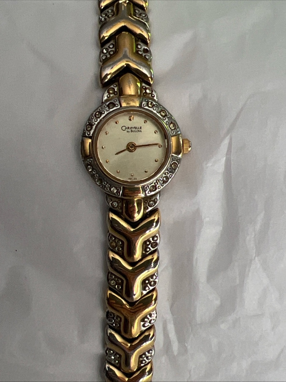 Caravelle By Bulova Quartz Gold Two-Toned Women’s Dress Watch Vintage 1990s